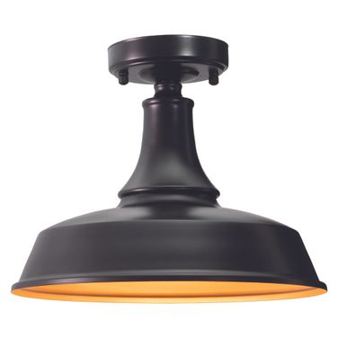 Dorado 12 Inch Outdoor Semi-Flush Mount In Dark Bronze and Light Gold