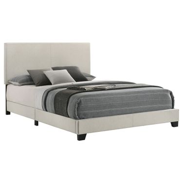 Dorian Fabric Upholstered Queen Panel Bed In Cream