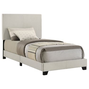 Dorian Fabric Upholstered Twin Panel Bed In Cream