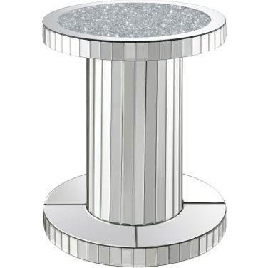 Dorielle Crystal Inlay Round Top Accent Table Mirror