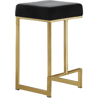 Dorrington Modern Velvet Backless Counter Height Stool Set of 2 In Black And Gold