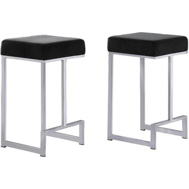 Dorrington Velvet Backless Counter Height Stool Set of 2 In Black And Silver