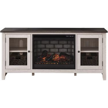 Dorrinson Two Tone 60 Inch TV Stand With Electric Fireplace