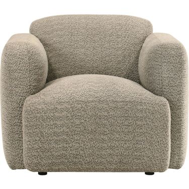 Dorset Fabric Upholstered Round Track Arm Accent Chair In Brown