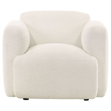 Dorset Fabric Upholstered Round Track Arm Accent Chair In White