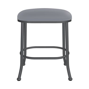 Dortmund 26 Inch Counter Height Backless Stool In Lustrous Silver White and Charcoal Gray