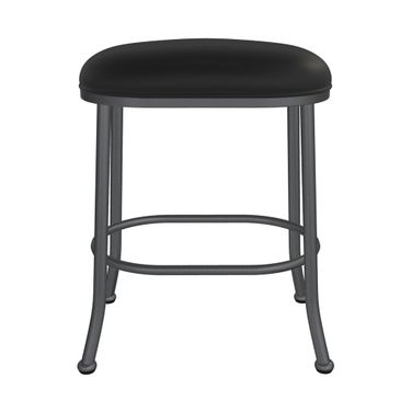 Dortmund 26 Inch Counter Height Backless Stool In Lustrous Silver White and Licorice Black