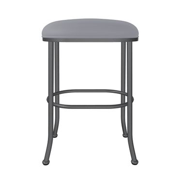 Dortmund 30 Inch Bar Height Backless Stool In Lustrous Silver White and Charcoal Gray