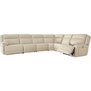Double Deal 6-Piece Reclining Sectional In Almond