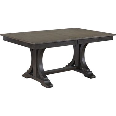 Trestle Deco Table In Grey Stone and Black Stone
