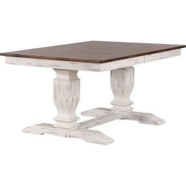 Trestle Transitional Dining Table In Cocoa Brown and Cotton White