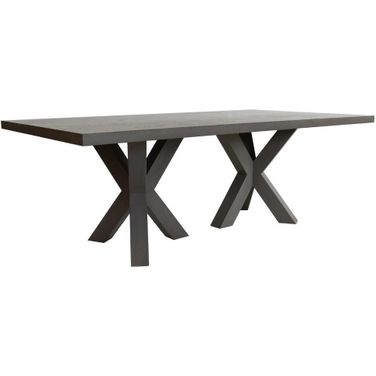 Double Tripod Base Rectangle Dining Table In Smoke Grey Oak