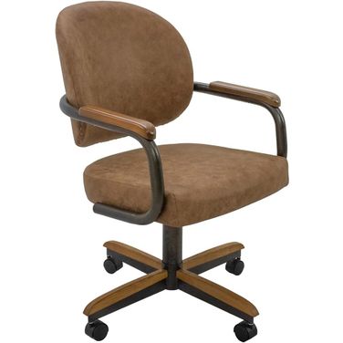 Douglas Caster Swivel Tilt Fabric Dinning Chair In Chestnut and Camel