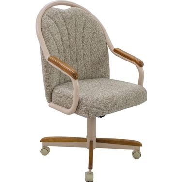 Douglas Caster Swivel Tilt Fabric Dinning Chair In Chestnut and Light Sand