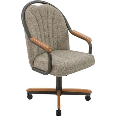 Douglas Caster Swivel Tilt Fabric Dinning Chair In Chestnut and Texture Bronze