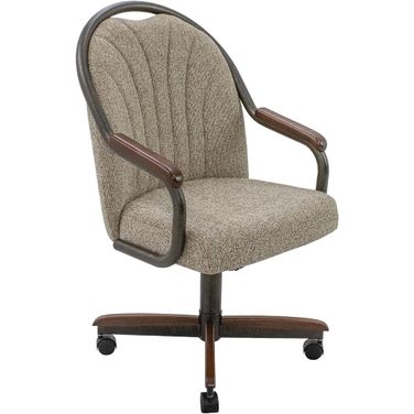 Douglas Caster Swivel Tilt Fabric Dinning Chair In Walnut and Gray