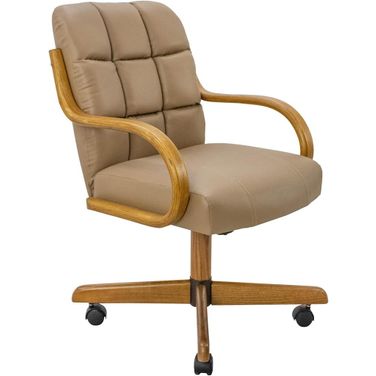 Douglas Caster Swivel Tilt Fabric Dinning Chair with PU Upholstery In Chestnut