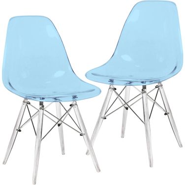 Dover Molded Side Chair Set of 2 In Transparent Blue