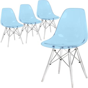 Dover Molded Side Chair Set of 4 In Transparent Blue