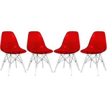 Dover Molded Side Chair Set of 4 In Transparent Red