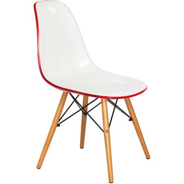 Dover Plastic Molded Dining Side Chair In White Red