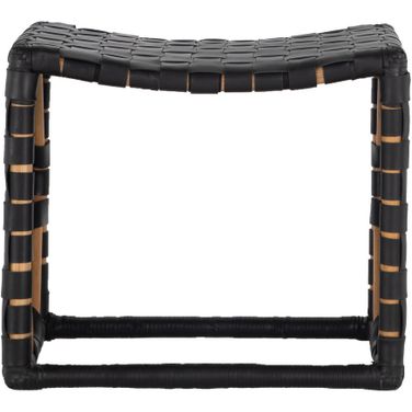 Dover Stool In Black and Natural Rattan