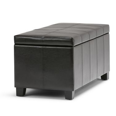 Dover Vegan Faux Leather Storage Ottoman Bench In Tanners Brown