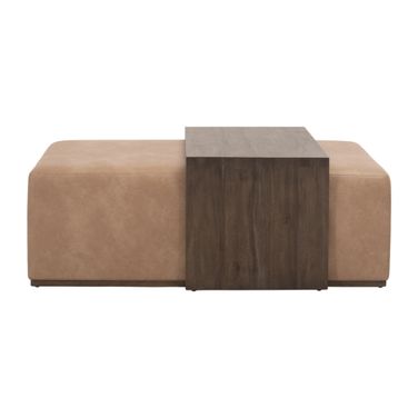 Traditions Dovetail Upholstered Coffee Table In Ivanhoe Toast and Burnished Brown