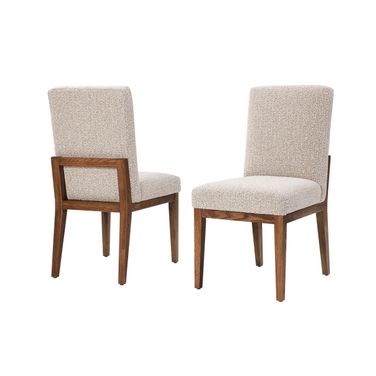 Dovetail Upholstered Side Chair Grey Fabric In Natural