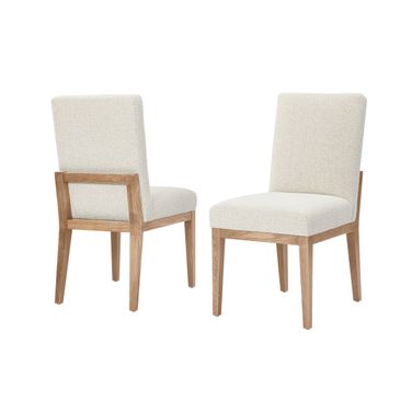 Dovetail Upholstered Side Chair Oatmeal Fabric In Bleached White