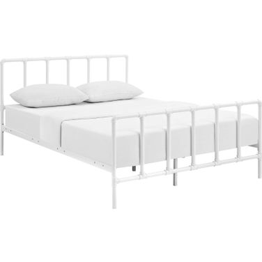 Dower White Queen Stainless Steel Bed