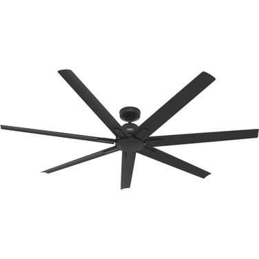 Downtown 72 Inch Energy Star Damp Rated Ceiling Fan and Wall Control In Matte Black