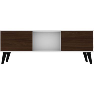 Doyers 53.15 Mid-Century Modern TV Stand In White And Nut Brown