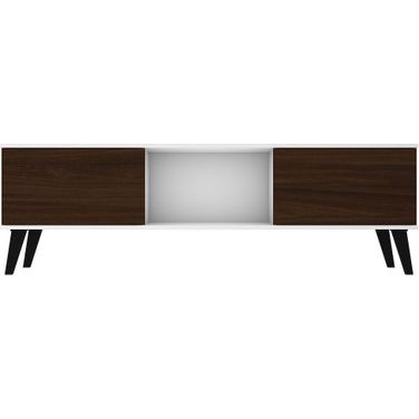 Doyers 62.20 Mid-Century Modern TV Stand In White And Nut Brown