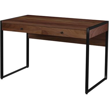 Drake 2-Drawer Walnut Writing Desk In Dark Brown