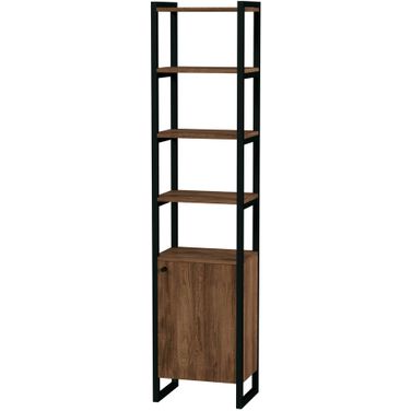 Drake 73 Inch Narrow Walnut Bookcase with Storage In Medium Brown