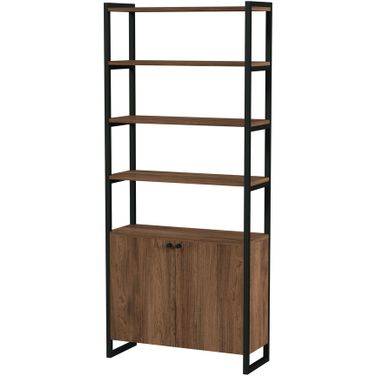 Drake 73 Inch Two Door Walnut Bookcase Etagere In Medium Brown