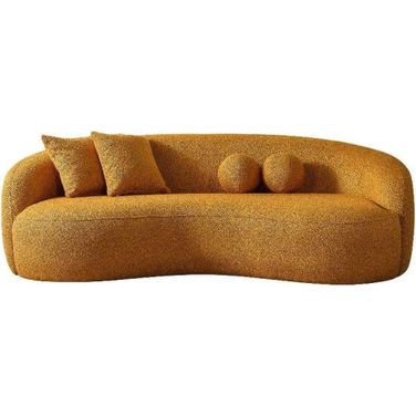 Drake Curvy Boucle Couch In Gold