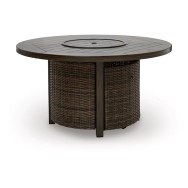 Drakes Beach Outdoor Fire Pit Table In Dark Brown