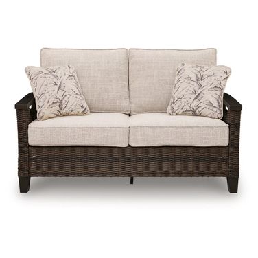 Drakes Beach Outdoor Loveseat with Cushion In Dark Brown