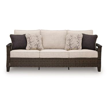 Drakes Beach Outdoor Sofa with Cushion In Dark Brown