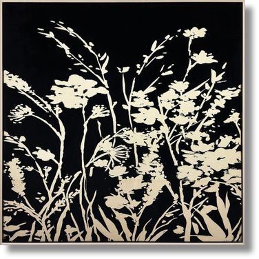 Dramatic Botanical Noir Glow Canvas Wall Art In Black and Gold