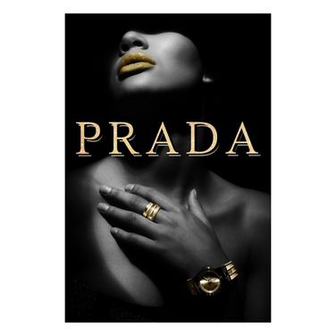 Dramatic Luxury Fashion Portrait Canvas Wall Art In Black and Gold
