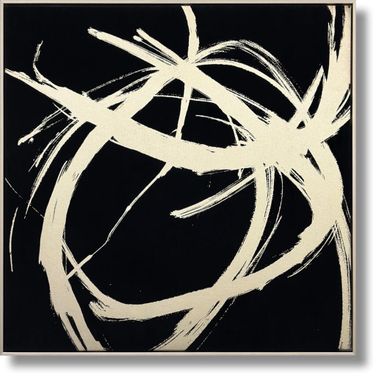 Dramatic Midnight Motion Bold Abstract Canvas Wall Art In Black and Gold