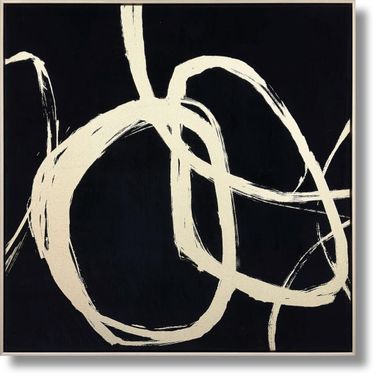 Dramatic Monochrome Kinetic Swirl Canvas Wall Art In Black and Gold