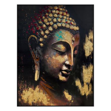 Dramatic Tranquility Buddha Canvas Wall Art In Gold