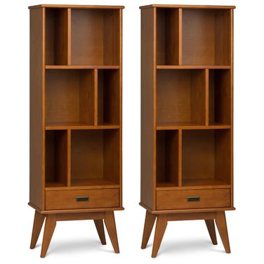 Draper 22 Inch 6 Cubbie Bookcase Set of 2 In Teak Brown