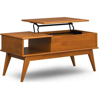 Draper Solid Hardwood Lift Top Coffee Table In Teak Brown
