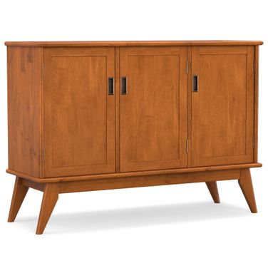 Draper Solid Hardwood Mid Century 3 Door Sideboard Buffet In Teak Brown