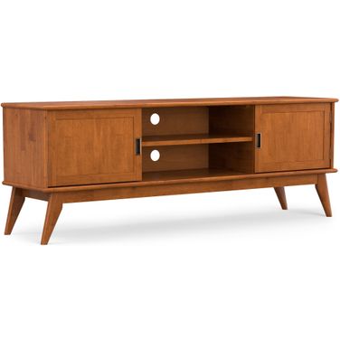 Draper Solid Hardwood Mid Century 72 Inch TV Stand In Teak Brown